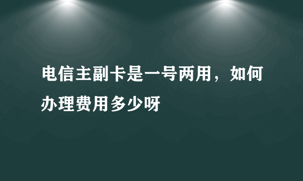 电信主副卡是一号两用，如何办理费用多少呀