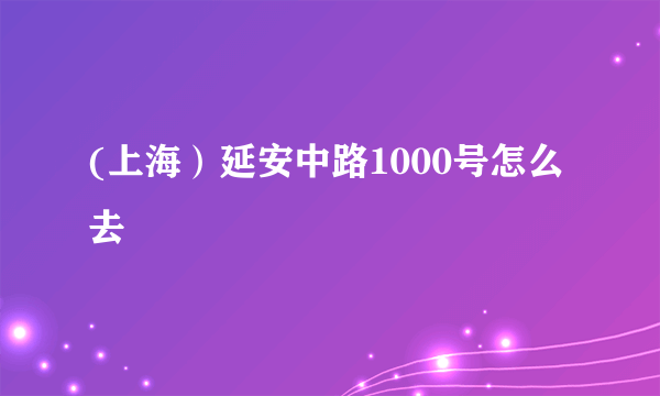 (上海）延安中路1000号怎么去