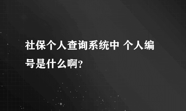 社保个人查询系统中 个人编号是什么啊？