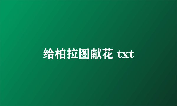 给柏拉图献花 txt