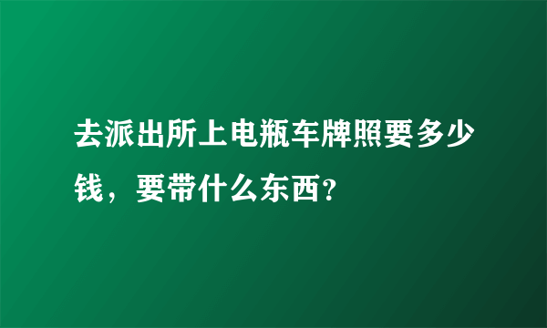 去派出所上电瓶车牌照要多少钱，要带什么东西？