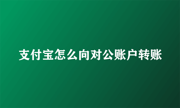 支付宝怎么向对公账户转账