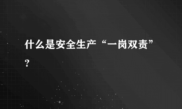 什么是安全生产“一岗双责”？