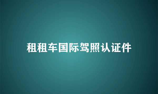 租租车国际驾照认证件