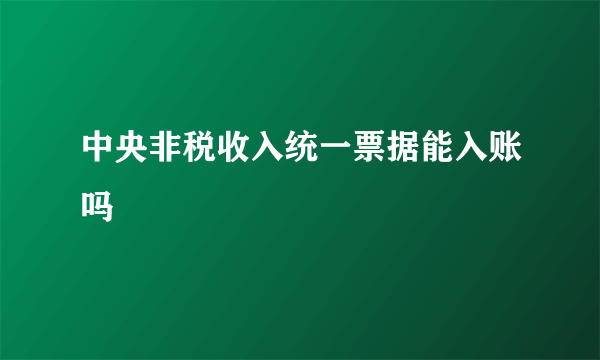 中央非税收入统一票据能入账吗