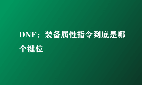 DNF：装备属性指令到底是哪个键位