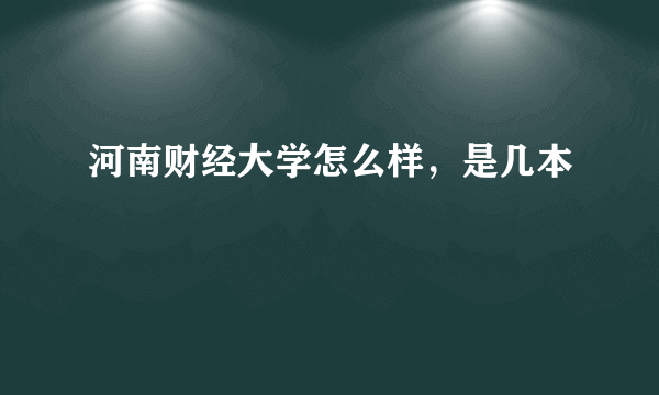 河南财经大学怎么样，是几本