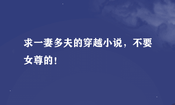 求一妻多夫的穿越小说，不要女尊的！