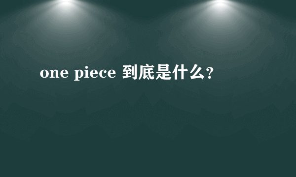 one piece 到底是什么？