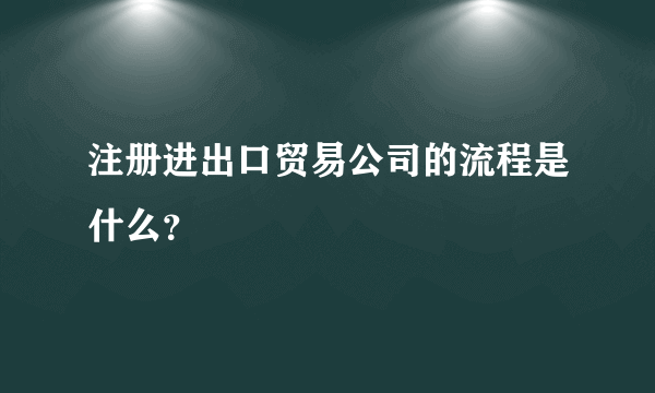 注册进出口贸易公司的流程是什么？