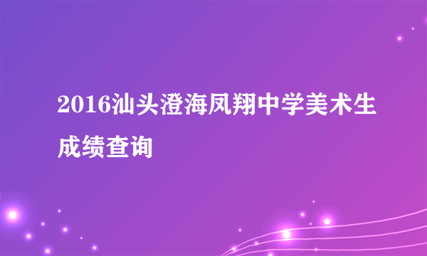 2016汕头澄海凤翔中学美术生成绩查询