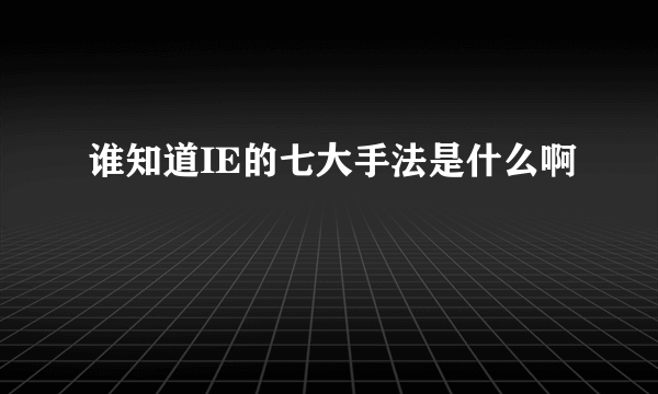 谁知道IE的七大手法是什么啊