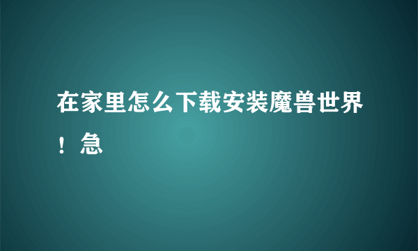 在家里怎么下载安装魔兽世界！急