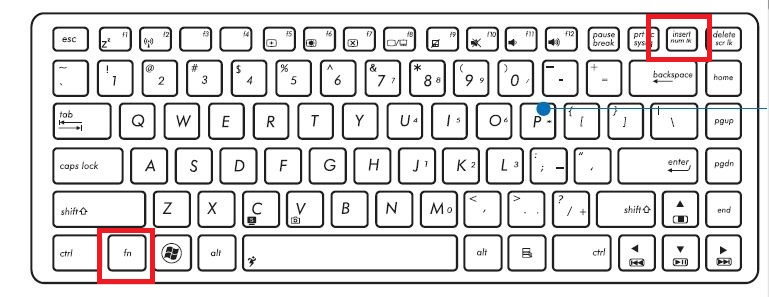 华硕笔记本键盘上的字母键变成数字键了，怎么办？