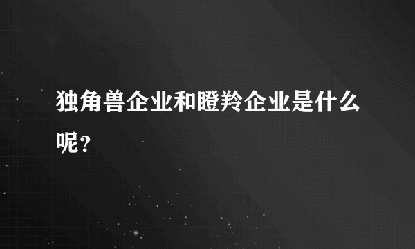 独角兽企业和瞪羚企业是什么呢？