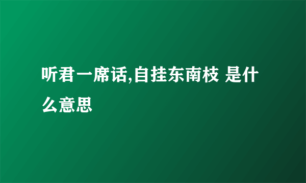 听君一席话,自挂东南枝 是什么意思