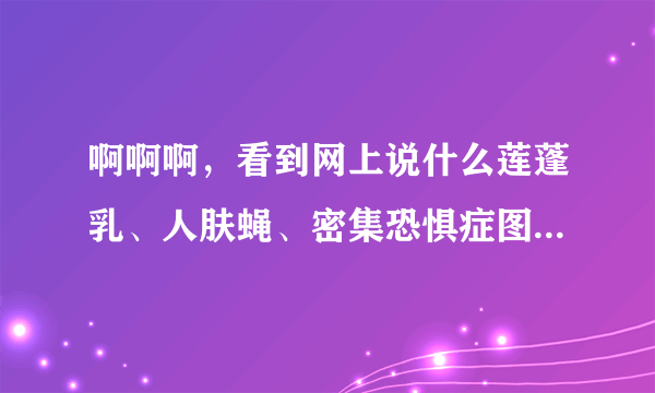 啊啊啊，看到网上说什么莲蓬乳、人肤蝇、密集恐惧症图片什么的，就手贱搜图片来看了。现在是后悔不已，一