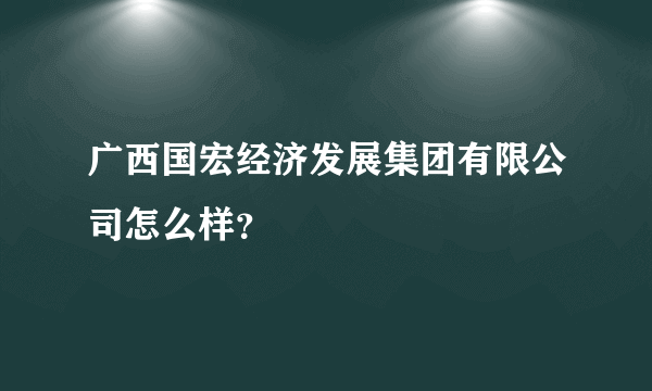 广西国宏经济发展集团有限公司怎么样？