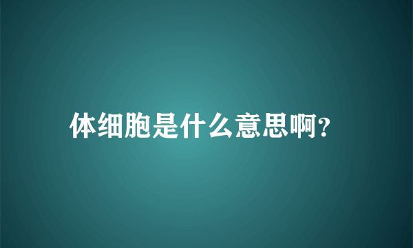 体细胞是什么意思啊？