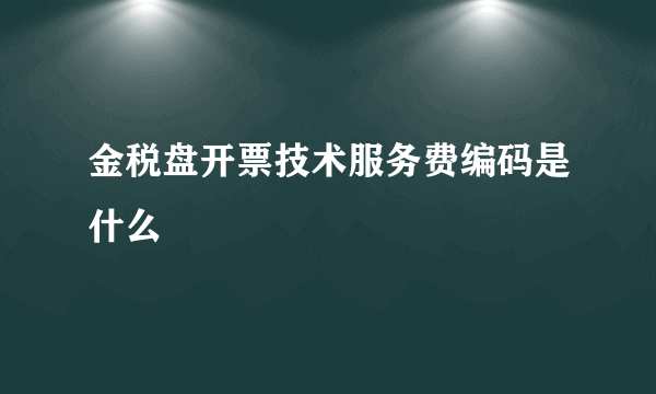 金税盘开票技术服务费编码是什么