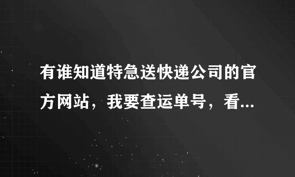 有谁知道特急送快递公司的官方网站，我要查运单号，看看我的东西运到哪了，各位大侠帮帮忙，谢啦