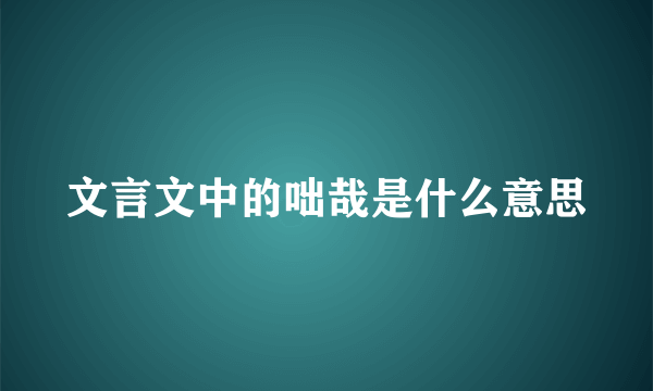 文言文中的咄哉是什么意思