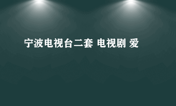 宁波电视台二套 电视剧 爱