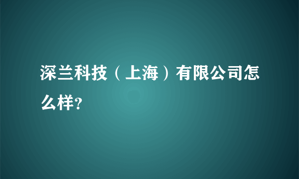 深兰科技（上海）有限公司怎么样？