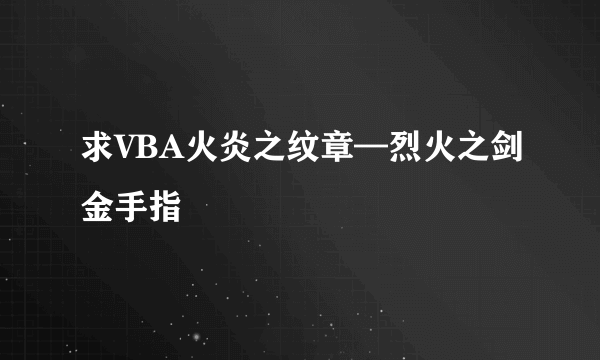 求VBA火炎之纹章—烈火之剑金手指