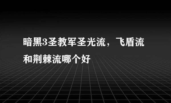 暗黑3圣教军圣光流，飞盾流和荆棘流哪个好