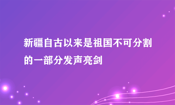 新疆自古以来是祖国不可分割的一部分发声亮剑