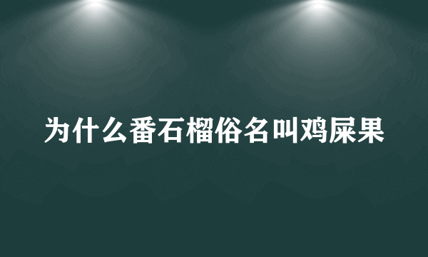 为什么番石榴俗名叫鸡屎果