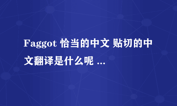 Faggot 恰当的中文 贴切的中文翻译是什么呢 同样程度的中文脏字。死娘炮 不是是sissy吗