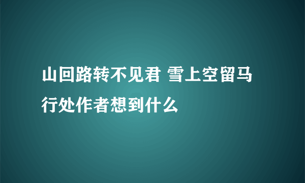 山回路转不见君 雪上空留马行处作者想到什么