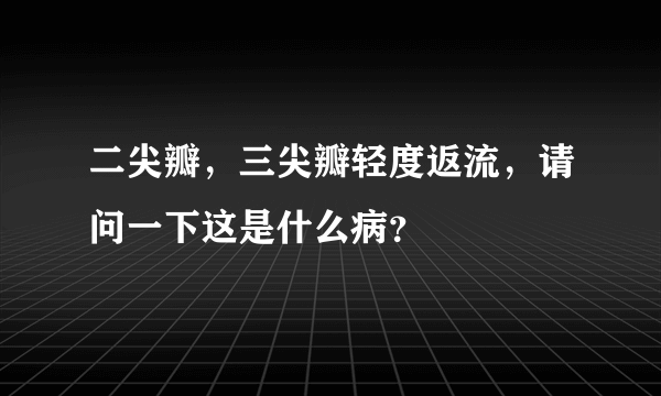 二尖瓣，三尖瓣轻度返流，请问一下这是什么病？