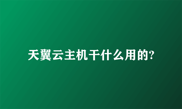 天翼云主机干什么用的?