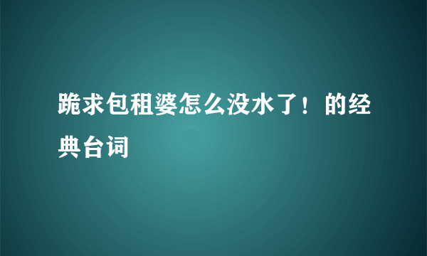 跪求包租婆怎么没水了！的经典台词