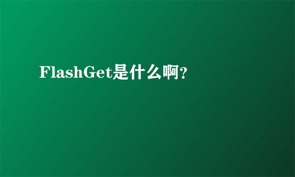 FlashGet是什么啊？