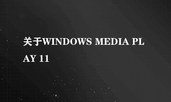 关于WINDOWS MEDIA PLAY 11