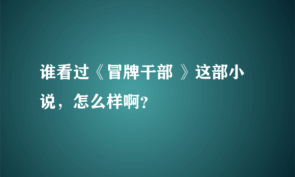 谁看过《冒牌干部 》这部小说，怎么样啊？