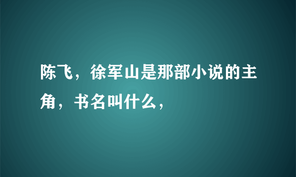 陈飞，徐军山是那部小说的主角，书名叫什么，