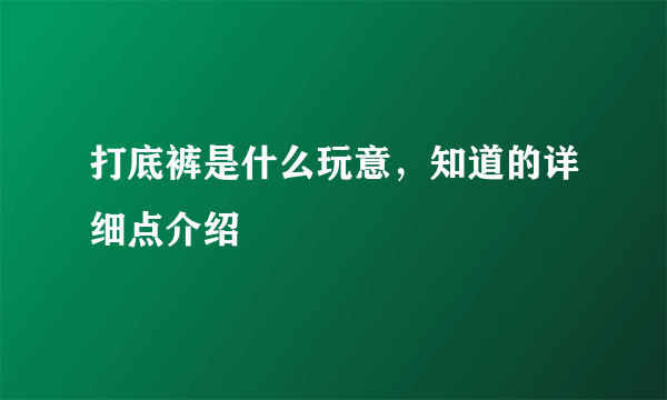 打底裤是什么玩意，知道的详细点介绍