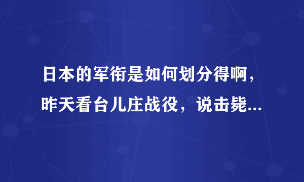 日本的军衔是如何划分得啊，昨天看台儿庄战役，说击毙了一个大佐，和一个少佐！