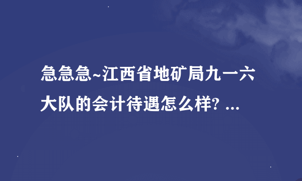 急急急~江西省地矿局九一六大队的会计待遇怎么样? 年薪多少？