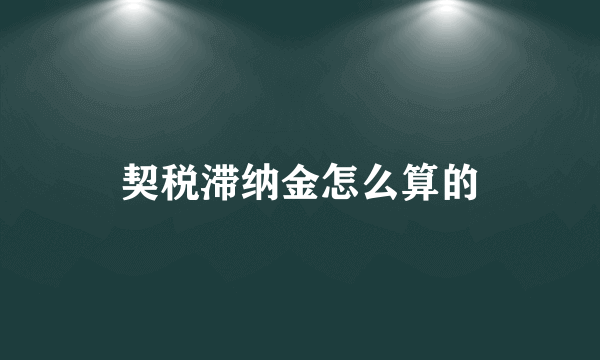 契税滞纳金怎么算的