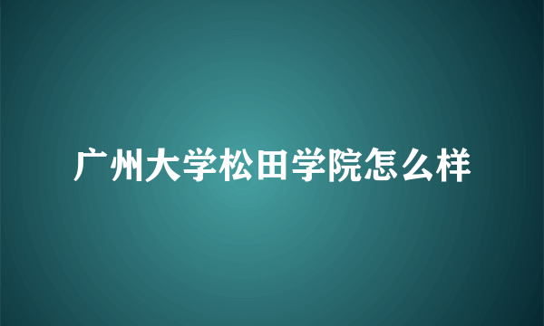 广州大学松田学院怎么样