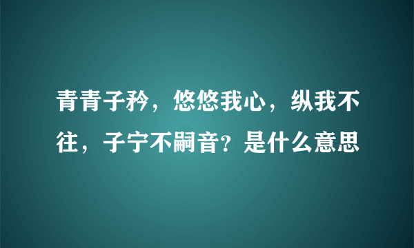 青青子矜，悠悠我心，纵我不往，子宁不嗣音？是什么意思