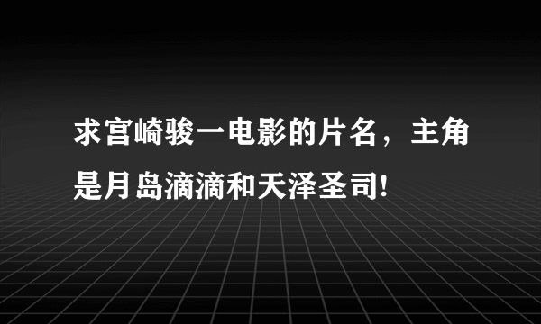 求宫崎骏一电影的片名，主角是月岛滴滴和天泽圣司!