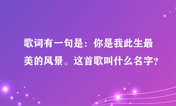 歌词有一句是：你是我此生最美的风景。这首歌叫什么名字？