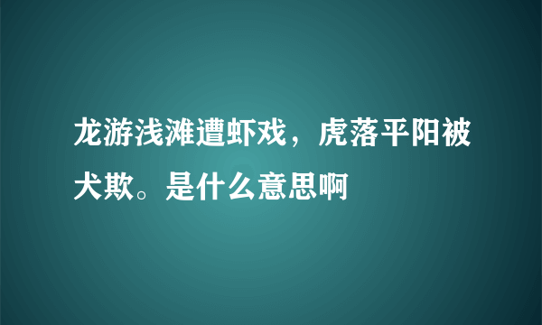 龙游浅滩遭虾戏，虎落平阳被犬欺。是什么意思啊